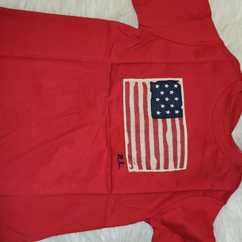 Ralph Lauren Red T-Shirt with Flag Design